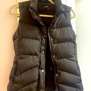 Brown, JCREW puffer vest; XS